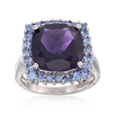 5.00 Carat Amethyst and .70 ct. t.w. Tanzanite Ring in Sterling Silver &mdash; Alt Image 1