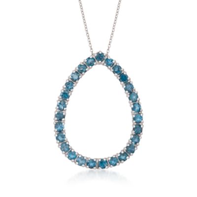3.20 ct. t.w. London Blue Topaz Teardrop Necklace in Sterling Silver. 18" &mdash; Alt Image 1