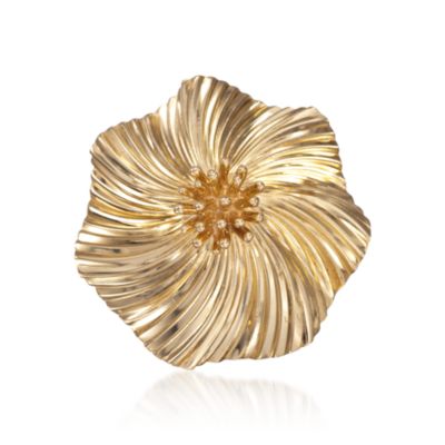C. 1970 Vintage Cartier 14kt Yellow Gold Floral Swirl Pin &mdash; Alt Image 1