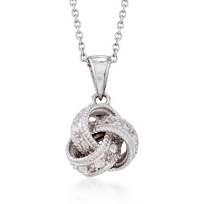 .34 ct. t.w. CZ Love Knot Drop Necklace in Sterling Silver &mdash; Alt Image 1