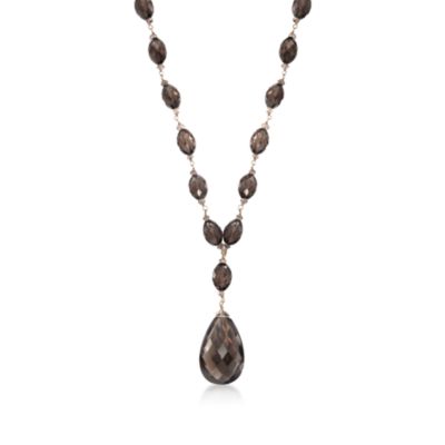 110.00 ct. t.w. Smoky Quartz Drop Necklace in 14kt Yellow Gold &mdash; Alt Image 1