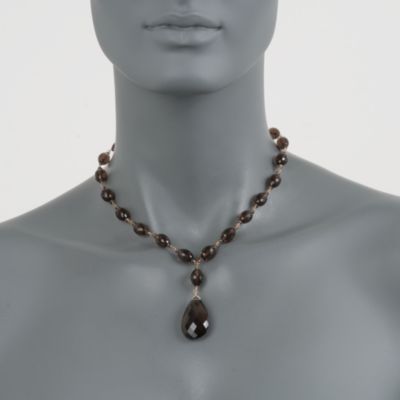 110.00 ct. t.w. Smoky Quartz Drop Necklace in 14kt Yellow Gold &mdash; Alt Image 2