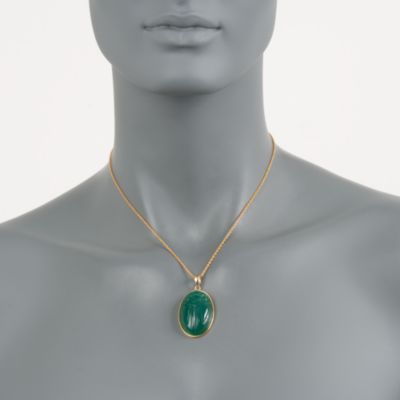 Green Agate Scarab Necklace in 14kt Gold Over Sterling Silver. 16" &mdash; Alt Image 2