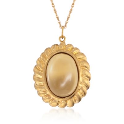 Italian Cognac Quartz Necklace in 14kt Yellow Gold &mdash; Alt Image 1