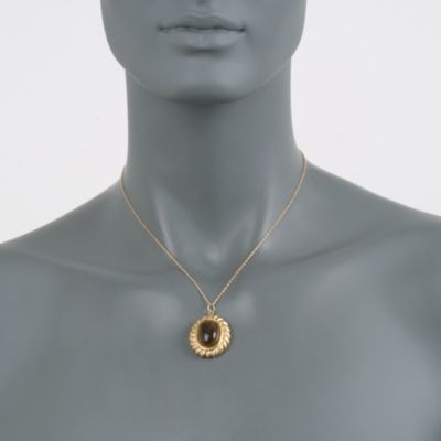 Italian Cognac Quartz Necklace in 14kt Yellow Gold &mdash; Alt Image 2