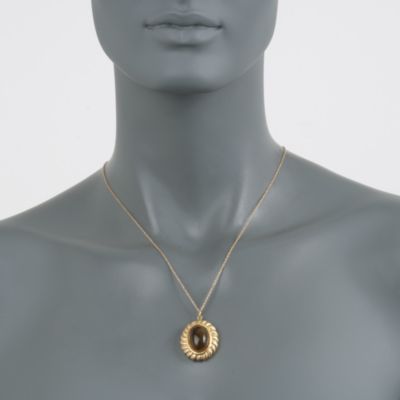 Italian Cognac Quartz Necklace in 14kt Yellow Gold &mdash; Alt Image 3