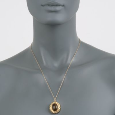 Italian Cognac Quartz Necklace in 14kt Yellow Gold &mdash; Alt Image 4
