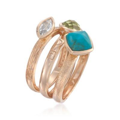 Set of Three 8.50 ct. t.w. Multi-Gemstone Rings in 18kt Over Sterling &mdash; Alt Image 3