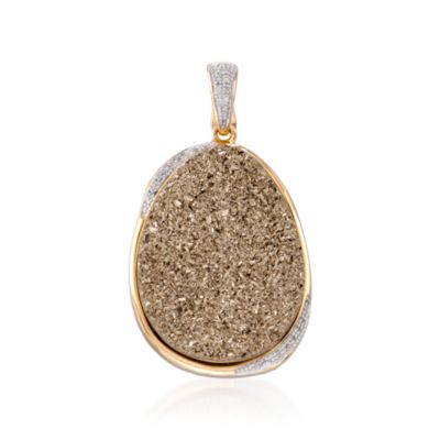 Golden Drusy and .10 ct. t.w. Diamond Pendant in 18kt Over Sterling &mdash; Alt Image 1