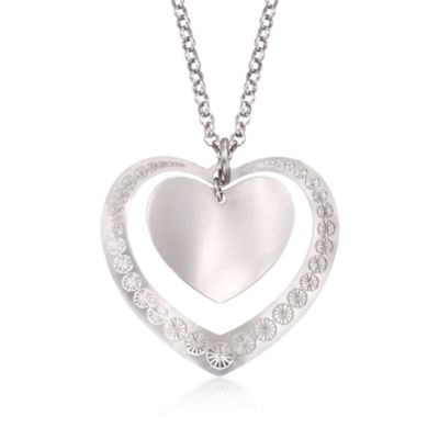 Sterling Silver Double Heart Pendant Necklace. 18" &mdash; Alt Image 1
