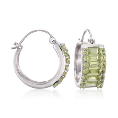 5.80 ct. t.w. Peridot Hoop Earrings in Sterling Silver &mdash; Alt Image 1