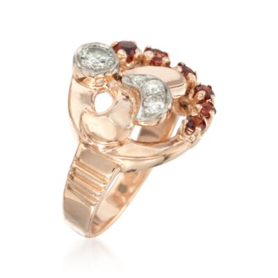 C. 1940 Vintage .45 ct. t.w. Garnet and .35 ct. t.w. Diamond Ring in Two-Tone. Size 7.25 &mdash; Alt Image 3