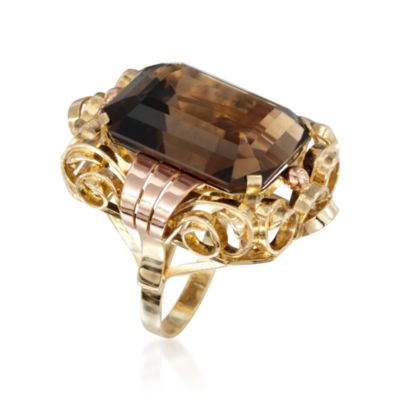 C. 1940 Vintage 31.50 Carat Smoky Quartz Ring in 14kt Two-Tone Gold. Size 7.5 &mdash; Alt Image 3