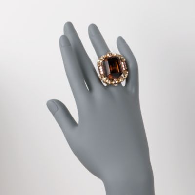 C. 1940 Vintage 31.50 Carat Smoky Quartz Ring in 14kt Two-Tone Gold. Size 7.5 &mdash; Alt Image 2