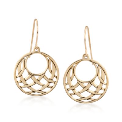 14kt Yellow Gold Latticework Drop Earrings &mdash; Alt Image 1