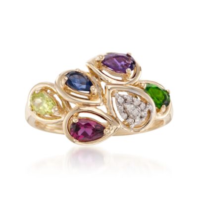 .90 ct. t.w. Multi-Gemstone Cluster Ring in 14kt Yellow Gold &mdash; Alt Image 1