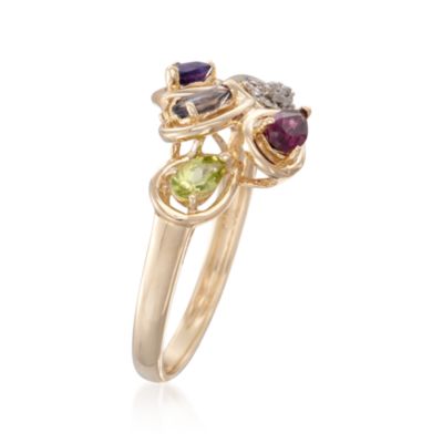 .90 ct. t.w. Multi-Gemstone Cluster Ring in 14kt Yellow Gold &mdash; Alt Image 3