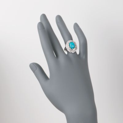 Turquoise and .20 ct. t.w. Diamond Ring in Sterling Silver &mdash; Alt Image 2