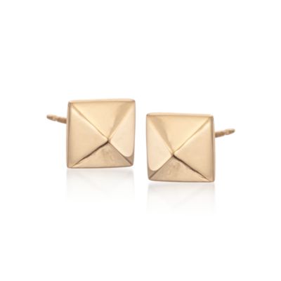 14kt Yellow Gold Pyramid Post Earrings &mdash; Alt Image 1
