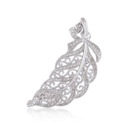.15 ct. t.w. Diamond Leaf Pin/Pendant in Sterling Silver &mdash; Alt Image 1