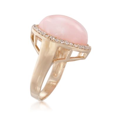 Pink Opal and .75 ct. t.w. CZ Ring in 14kt Over Sterling &mdash; Alt Image 3