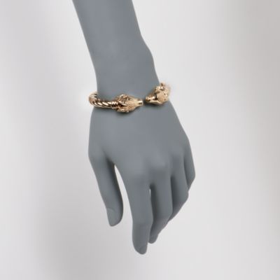 Double Ram Heads Cuff Bracelet With Diamonds in 14kt Over Sterling. 7" &mdash; Alt Image 2