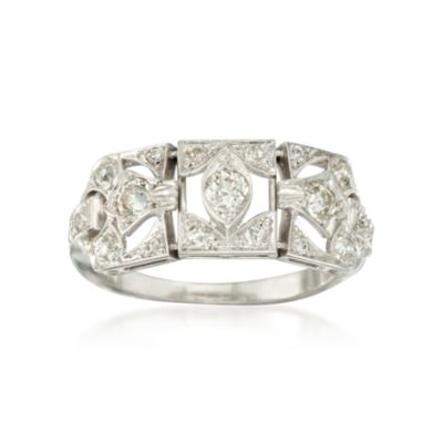 C. 1950 Vintage .90 ct. t.w. Diamond Ring in 14kt White Gold. Size 10 &mdash; Alt Image 1