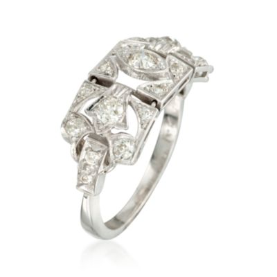 C. 1950 Vintage .90 ct. t.w. Diamond Ring in 14kt White Gold. Size 10 &mdash; Alt Image 3