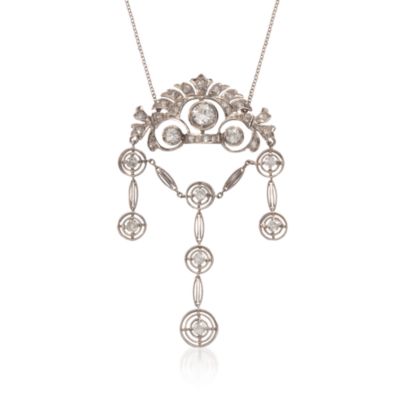 C. 1915 Vintage 2.50 ct. t.w. Diamond Chandelier Necklace in Platinum. 17.5" &mdash; Alt Image 1
