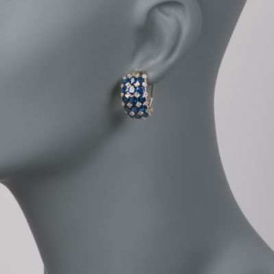 C. 2000 Vintage 6.00 ct. t.w. Sapphire and Diamond Earrings in 14kt Yellow Gold &mdash; Alt Image 2