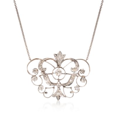 C. 1950 Vintage 1.00 ct. t.w. Diamond Chandelier Necklace in Two-Tone. 17" &mdash; Alt Image 1