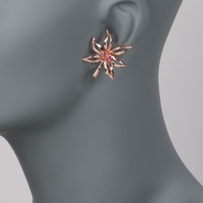 C. 1950 Vintage .33 ct. t.w. Flower Ruby Earrings in 14kt Rose Gold &mdash; Alt Image 2