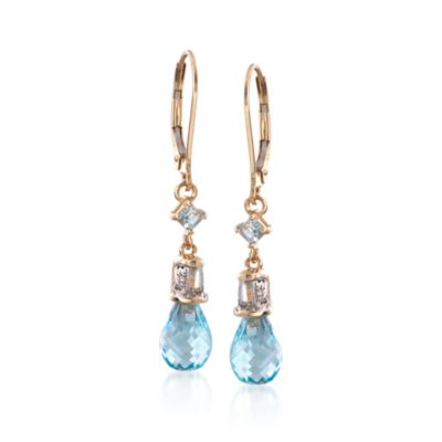 C. 2000 Vintage 2.50 ct. t.w. Blue Topaz Dangle Earrings In 14kt Yellow Gold &mdash; Alt Image 1