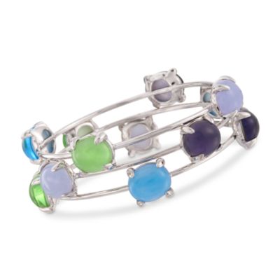 Set of Three Italian Multicolored Doublet Bangle Bracelets in Sterling Silver &mdash; Alt Image 1
