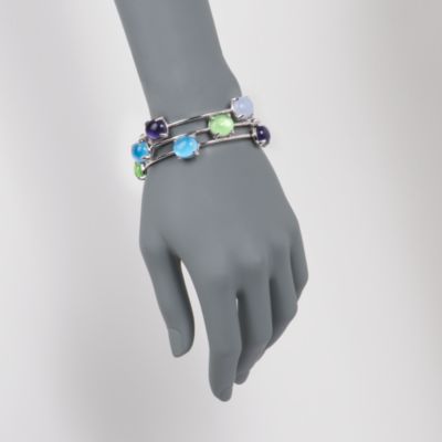 Set of Three Italian Multicolored Doublet Bangle Bracelets in Sterling Silver &mdash; Alt Image 2