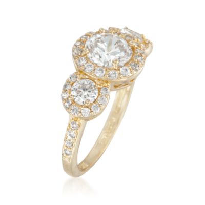 8.33 ct. t.w. CZ Three-Stone Ring in 14kt Over Sterling. Size 7 &mdash; Alt Image 3