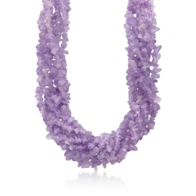 Lavender Jade Multi-Strand Torsade Necklace in Sterling Silver. 18" &mdash; Alt Image 1