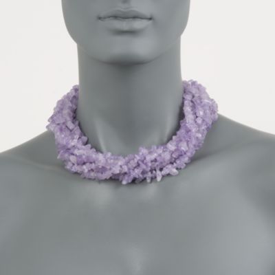 Lavender Jade Multi-Strand Torsade Necklace in Sterling Silver. 18" &mdash; Alt Image 2