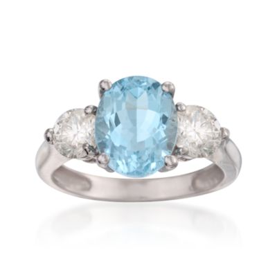 2.50 Carat Aquamarine and 1.00 ct. t.w. Diamond Ring in 14kt White Gold &mdash; Alt Image 1