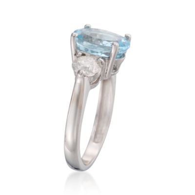 2.50 Carat Aquamarine and 1.00 ct. t.w. Diamond Ring in 14kt White Gold &mdash; Alt Image 3