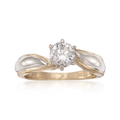 C. 1990 Vintage .75 Carat Diamond Ring in 18kt Two-Tone Gold. Size 5 &mdash; Alt Image 1