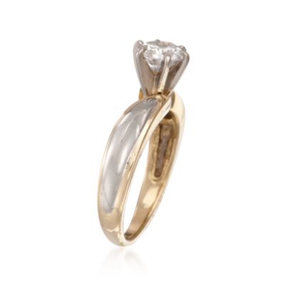 C. 1990 Vintage .75 Carat Diamond Ring in 18kt Two-Tone Gold. Size 5 &mdash; Alt Image 3