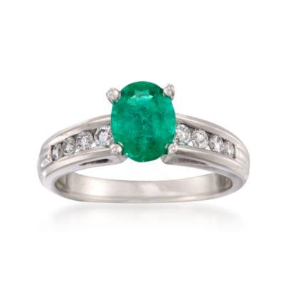 1.25 Carat Emerald and .30 ct. t.w. Diamond Ring in Platinum. Size 7 &mdash; Alt Image 1