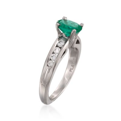 1.25 Carat Emerald and .30 ct. t.w. Diamond Ring in Platinum. Size 7 &mdash; Alt Image 3