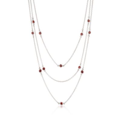 3.60 ct. t.w. Garnet Multi-Strand Station Necklace in Sterling Silver. 16" &mdash; Alt Image 1