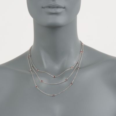 3.60 ct. t.w. Garnet Multi-Strand Station Necklace in Sterling Silver. 16" &mdash; Alt Image 2