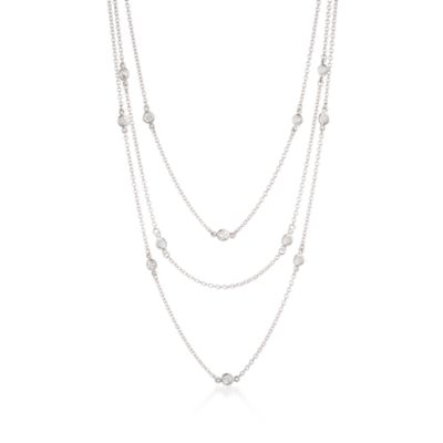 3.60 ct. t.w. White Topaz Multi-Strand Station Necklace in Sterling Silver. 16" &mdash; Alt Image 1