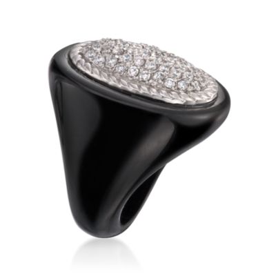 1.40 ct. t.w. CZ and Black Resin Ring in Sterling Silver &mdash; Alt Image 3
