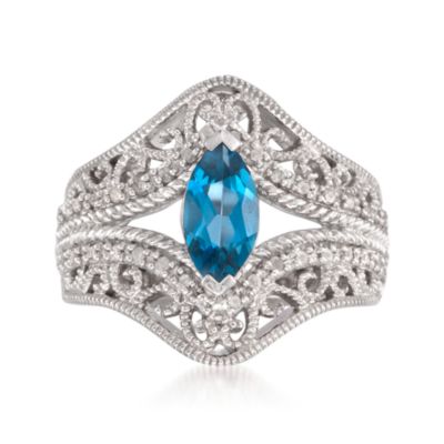 1.20 Carat London Blue Topaz and .15 ct. t.w. Diamond Ring in Sterling Silver &mdash; Alt Image 1