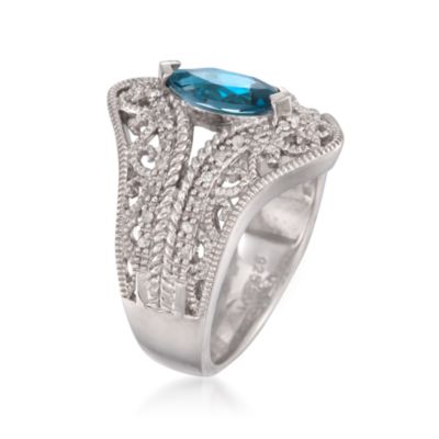 1.20 Carat London Blue Topaz and .15 ct. t.w. Diamond Ring in Sterling Silver &mdash; Alt Image 3